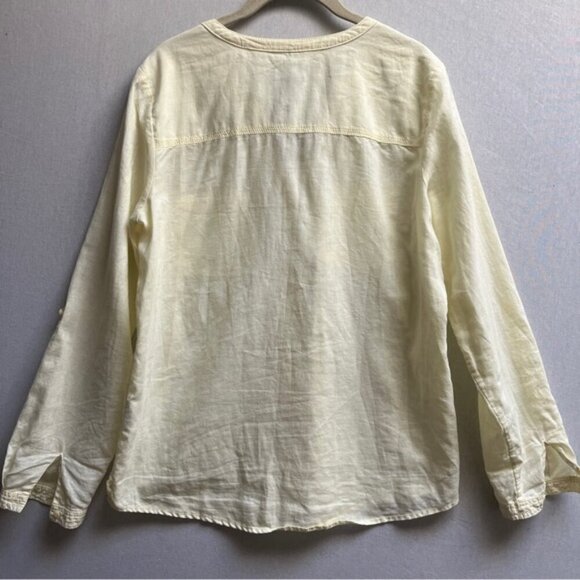 Olsen Europe linen cotton yellow light weight button down shirt Sz S-M - Picture 2 of 6